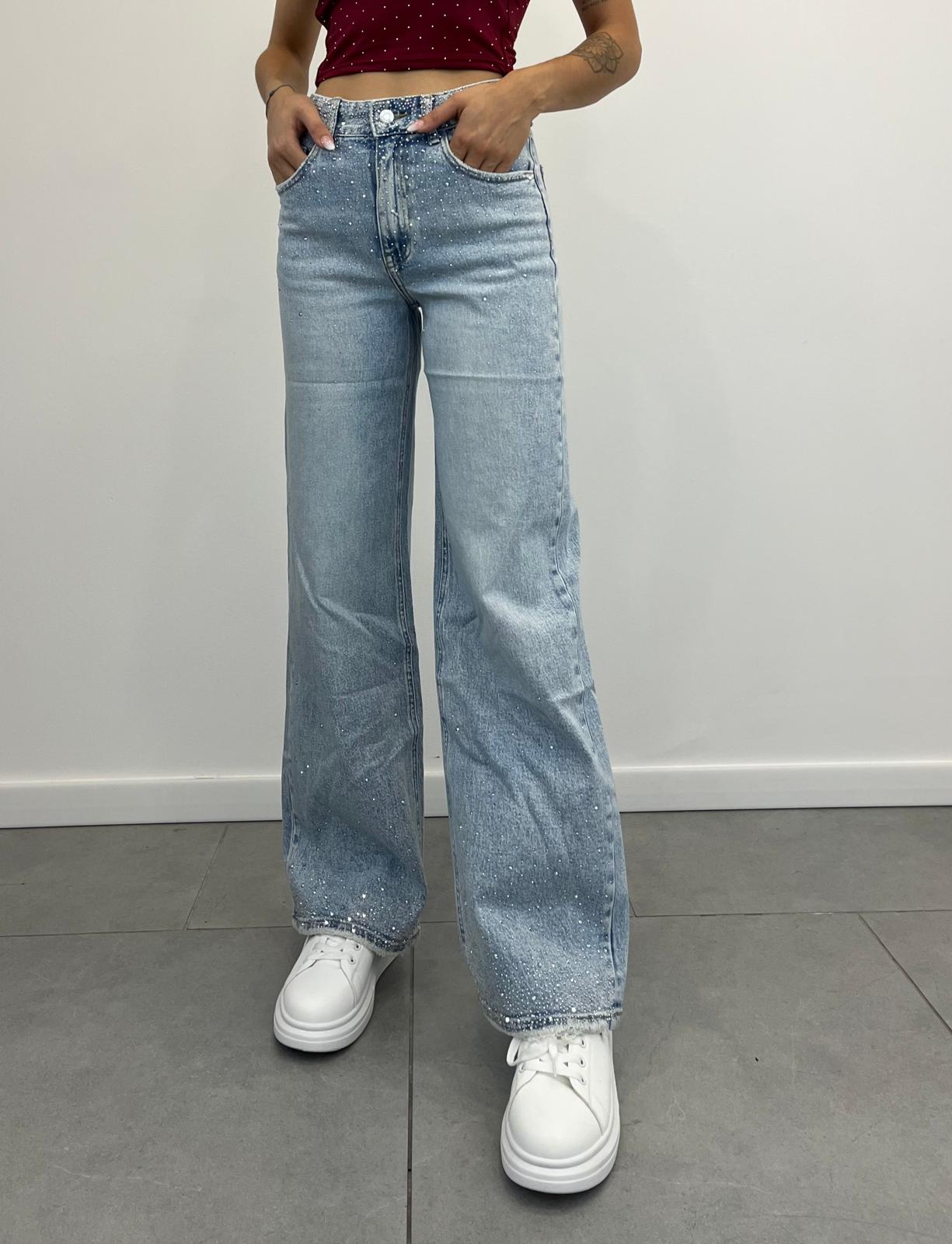 Jeans Palazzo con Strass art.3765