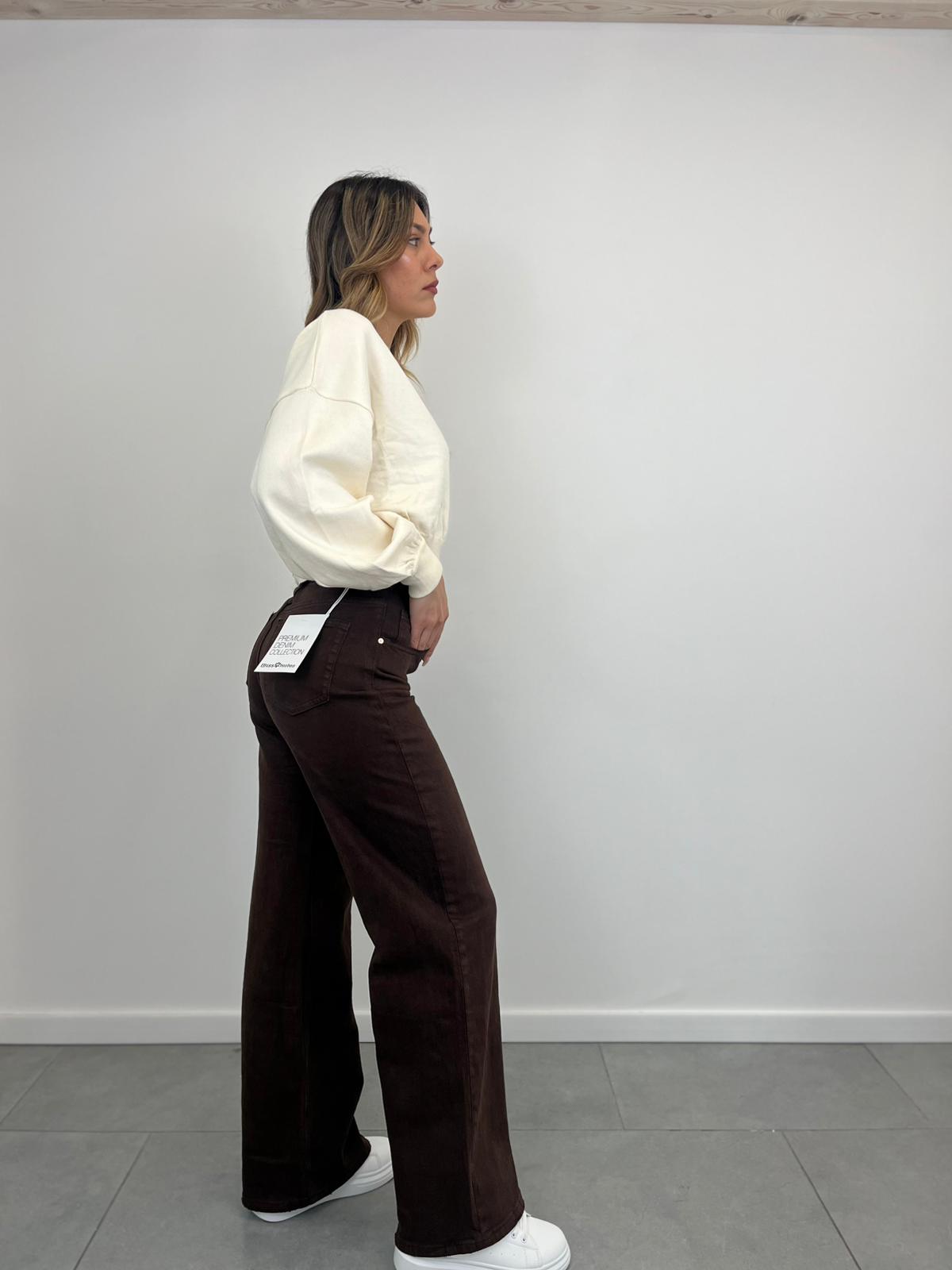 Jeans Palazzo Marrone art. 3962