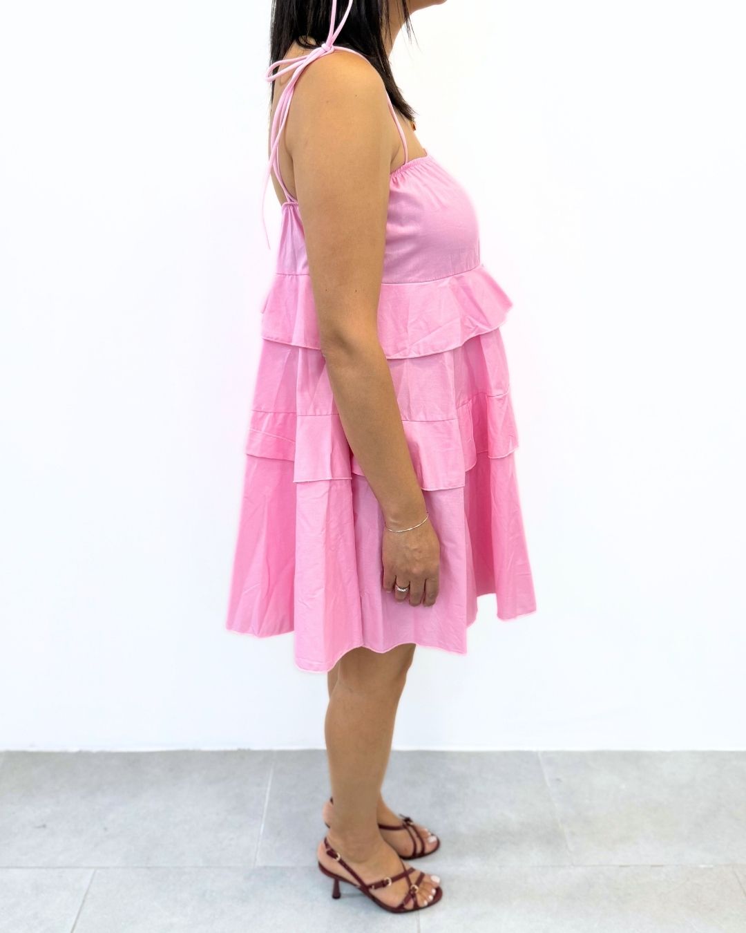 Mini Dress con Spallina Fiocco Rosa art.6562