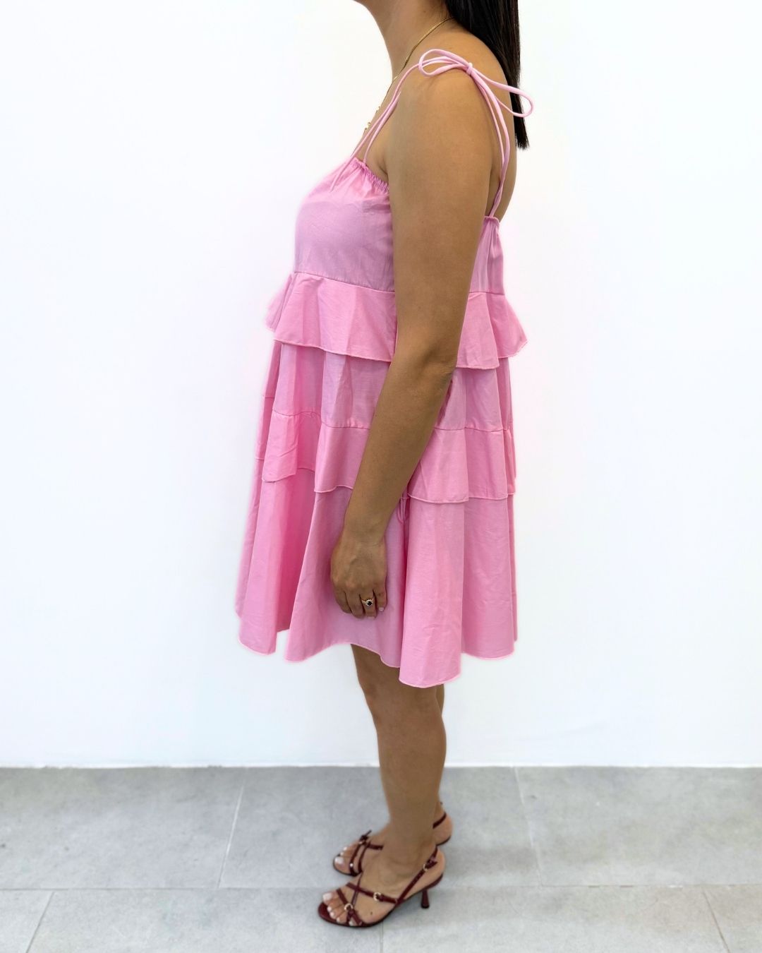 Mini Dress con Spallina Fiocco Rosa art.6562