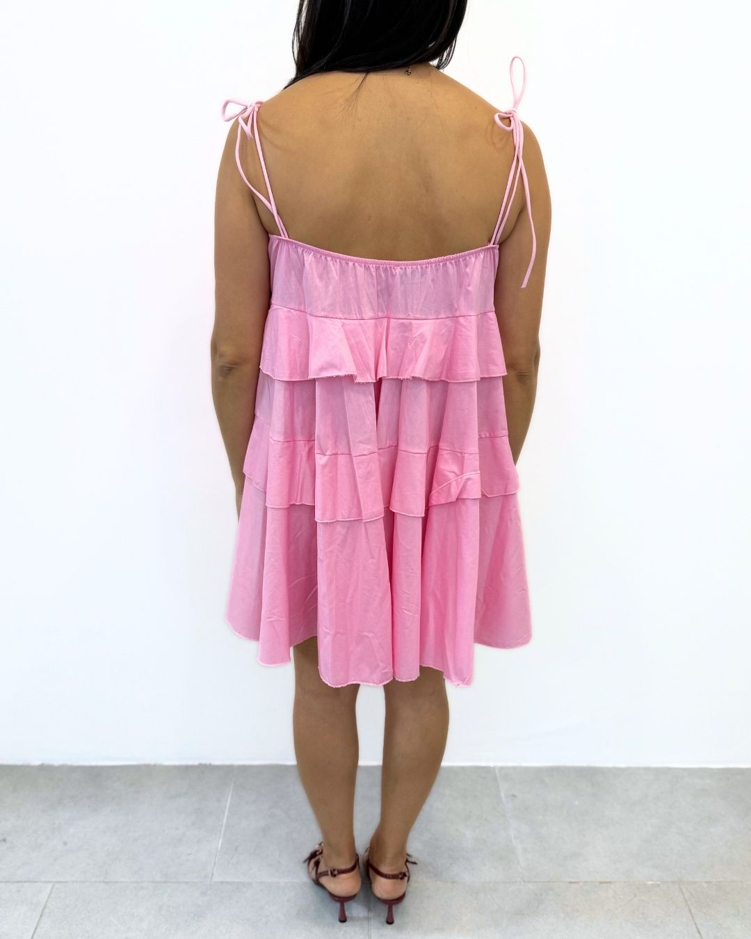 Mini Dress con Spallina Fiocco Rosa art.6562
