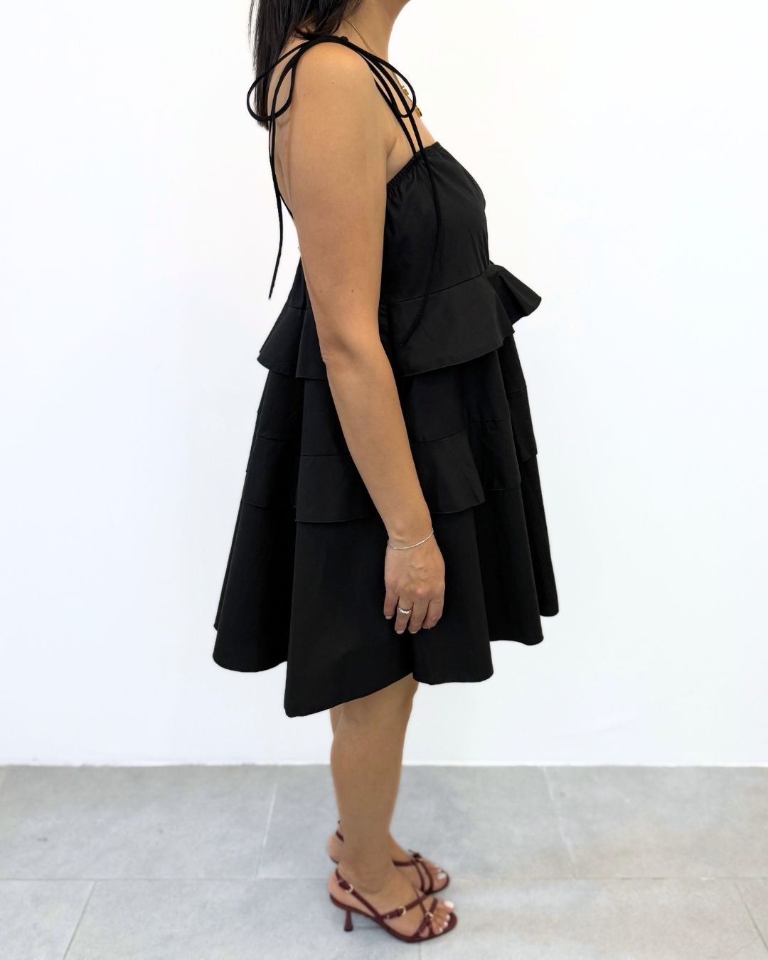 Mini Dress con Spallina Fiocco Nero art.6562