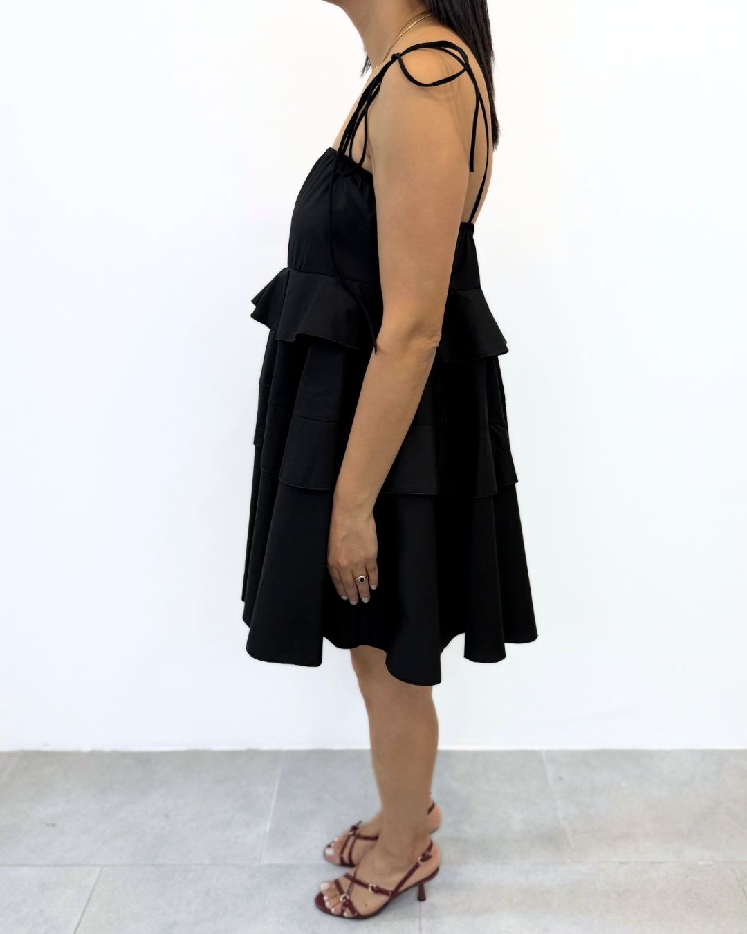 Mini Dress con Spallina Fiocco Nero art.6562