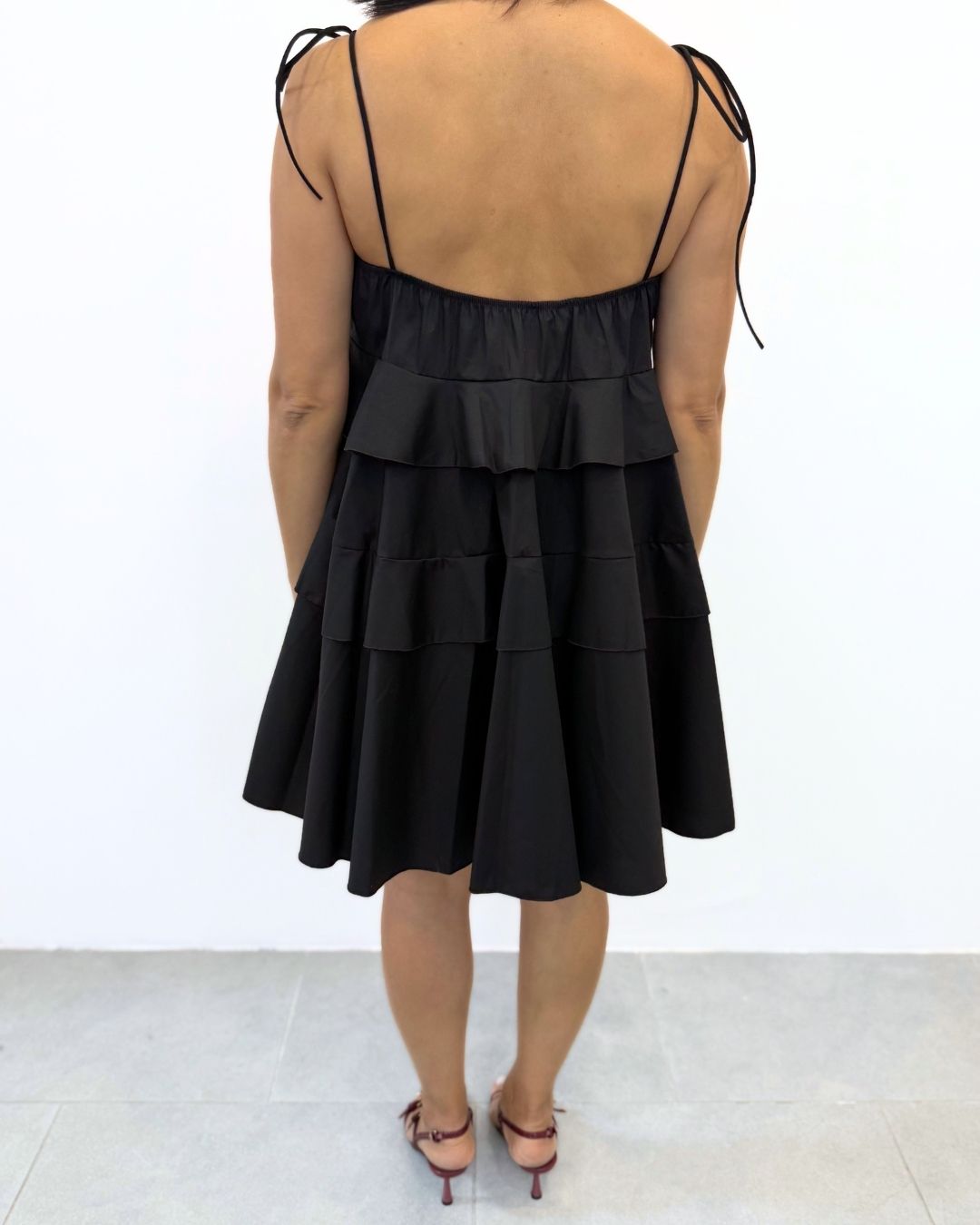 Mini Dress con Spallina Fiocco Nero art.6562