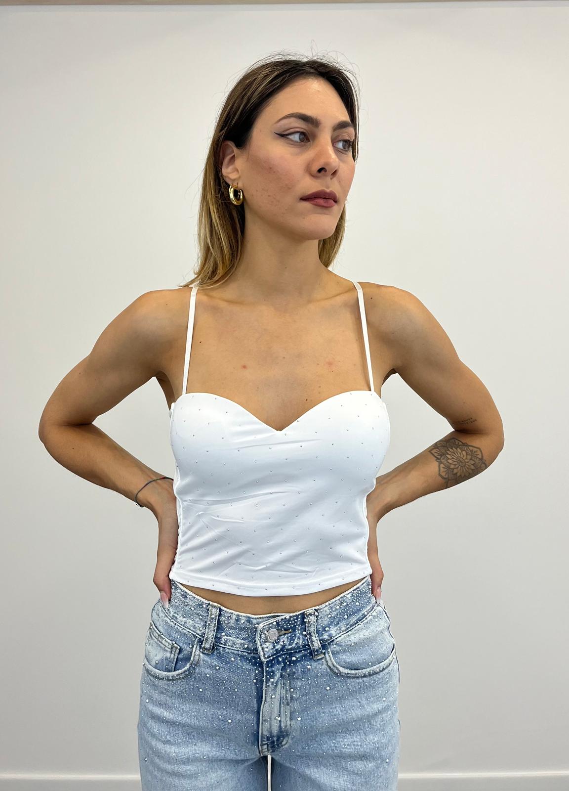 Top con Strass e coppe art.25206