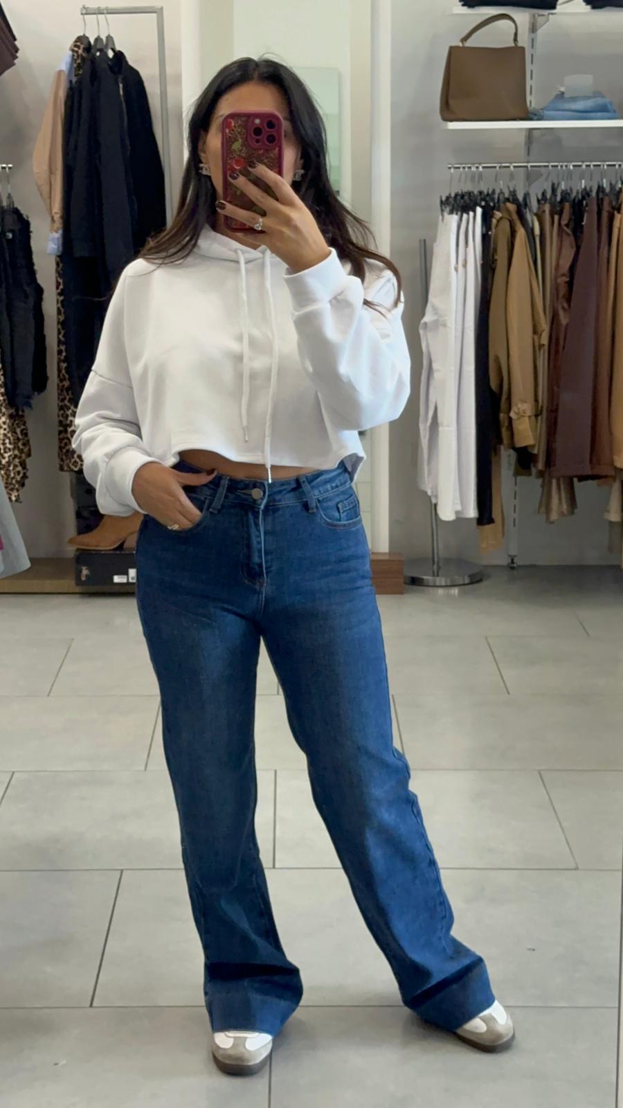 Felpa Crop Cotone Garzato
