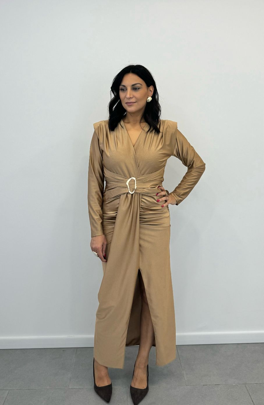 Abito Lungo DORATO con Drappeggio art.21625