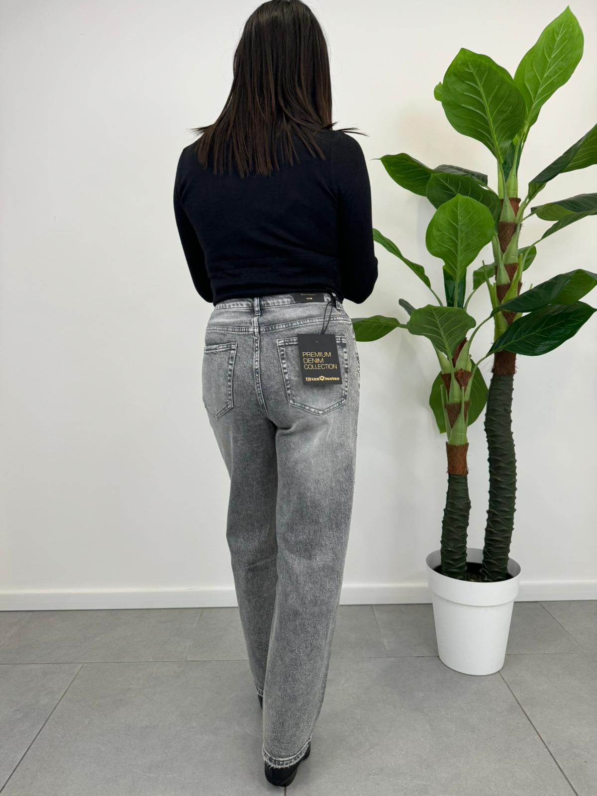 Jeans MissBonBon con Strass Grigio art.3971