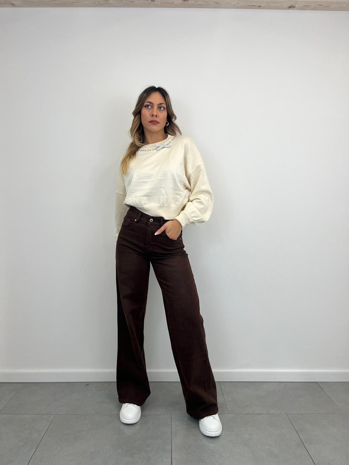 Jeans Palazzo Marrone art. 3962