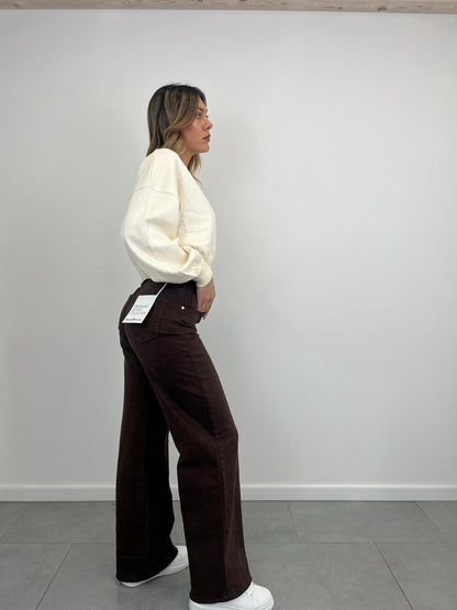 Jeans Palazzo Marrone art. 3962