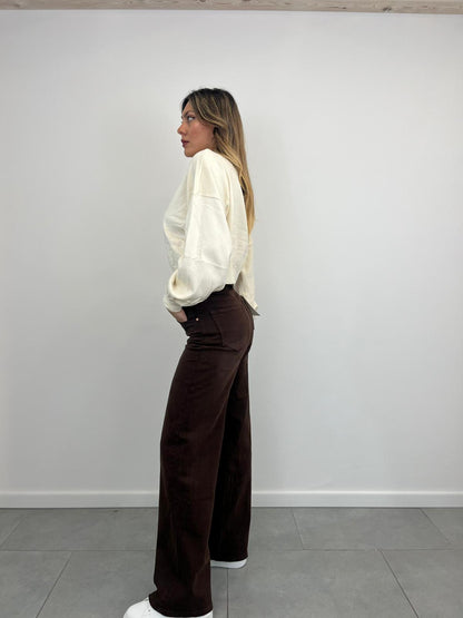 Jeans Palazzo Marrone art. 3962