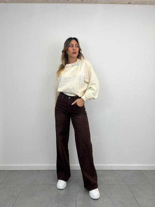 Jeans Palazzo Marrone art. 3962