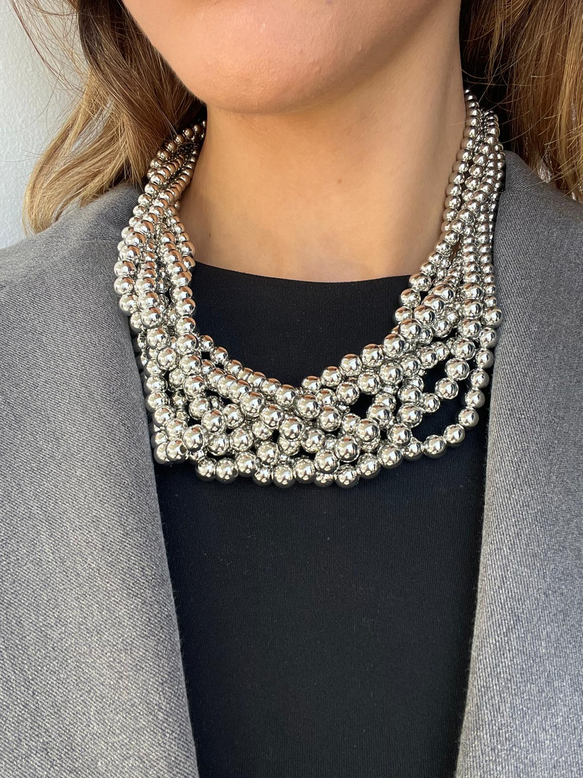 Collana Multi Perle Argento