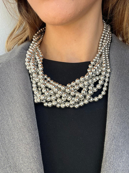 Collana Multi Perle Argento