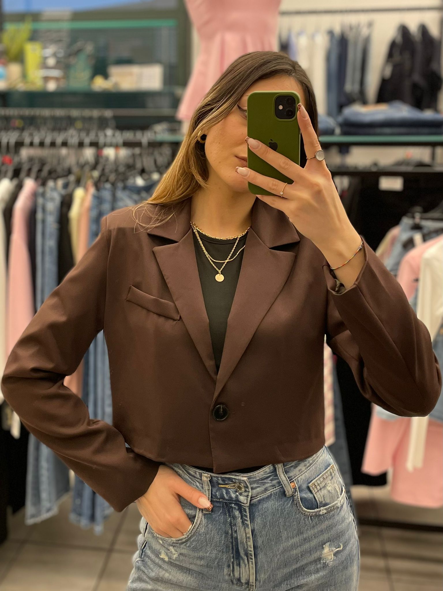 Blazer Crop Marrone art. 13145