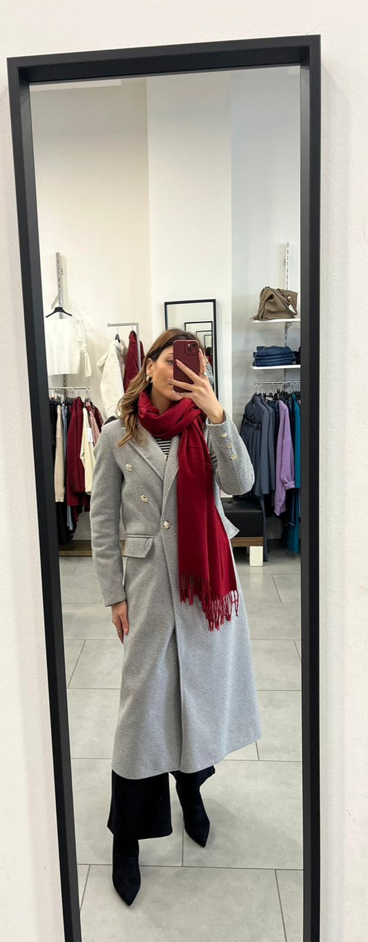 Cappotto Lungo Spigato con Bottoni