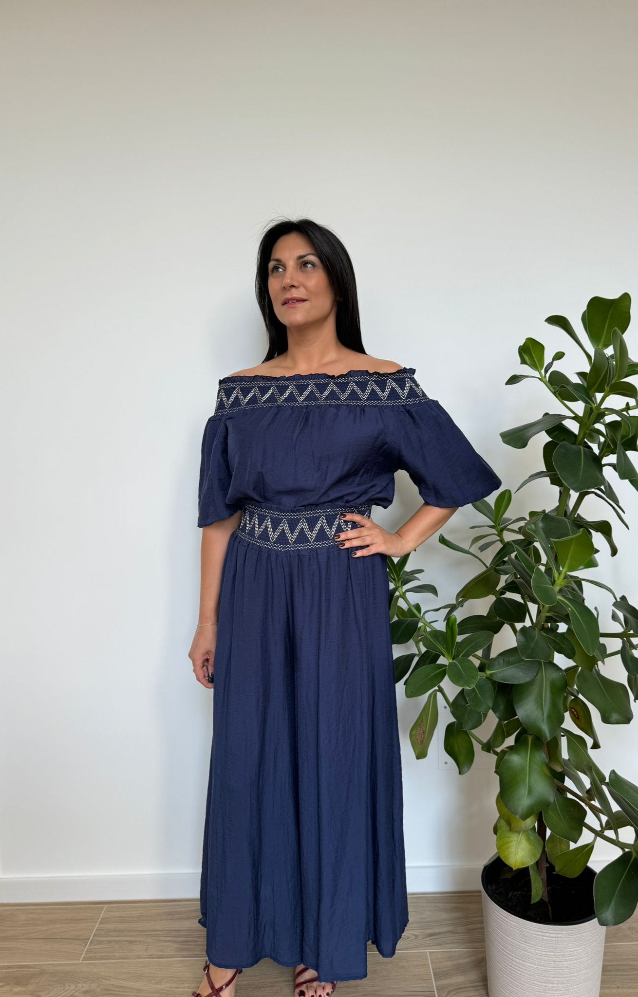 Coordinato con top scollo a barca art.903302