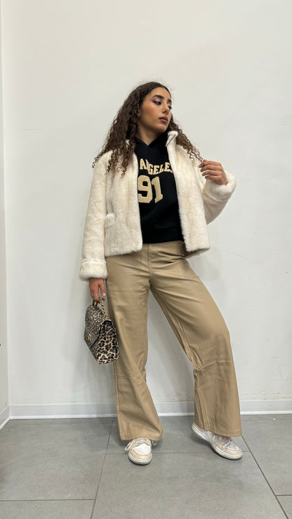 Pelliccia Sintetica Con Zip E Tasche