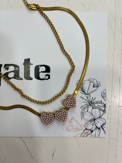 Doppia Collana Cuori Rosa