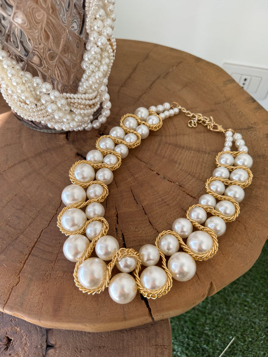 Collana perle e filo gold