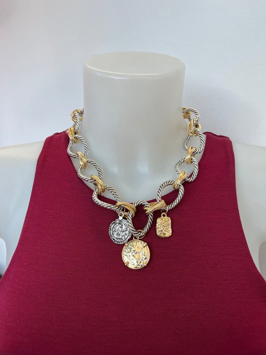 Collana anelli oro argento