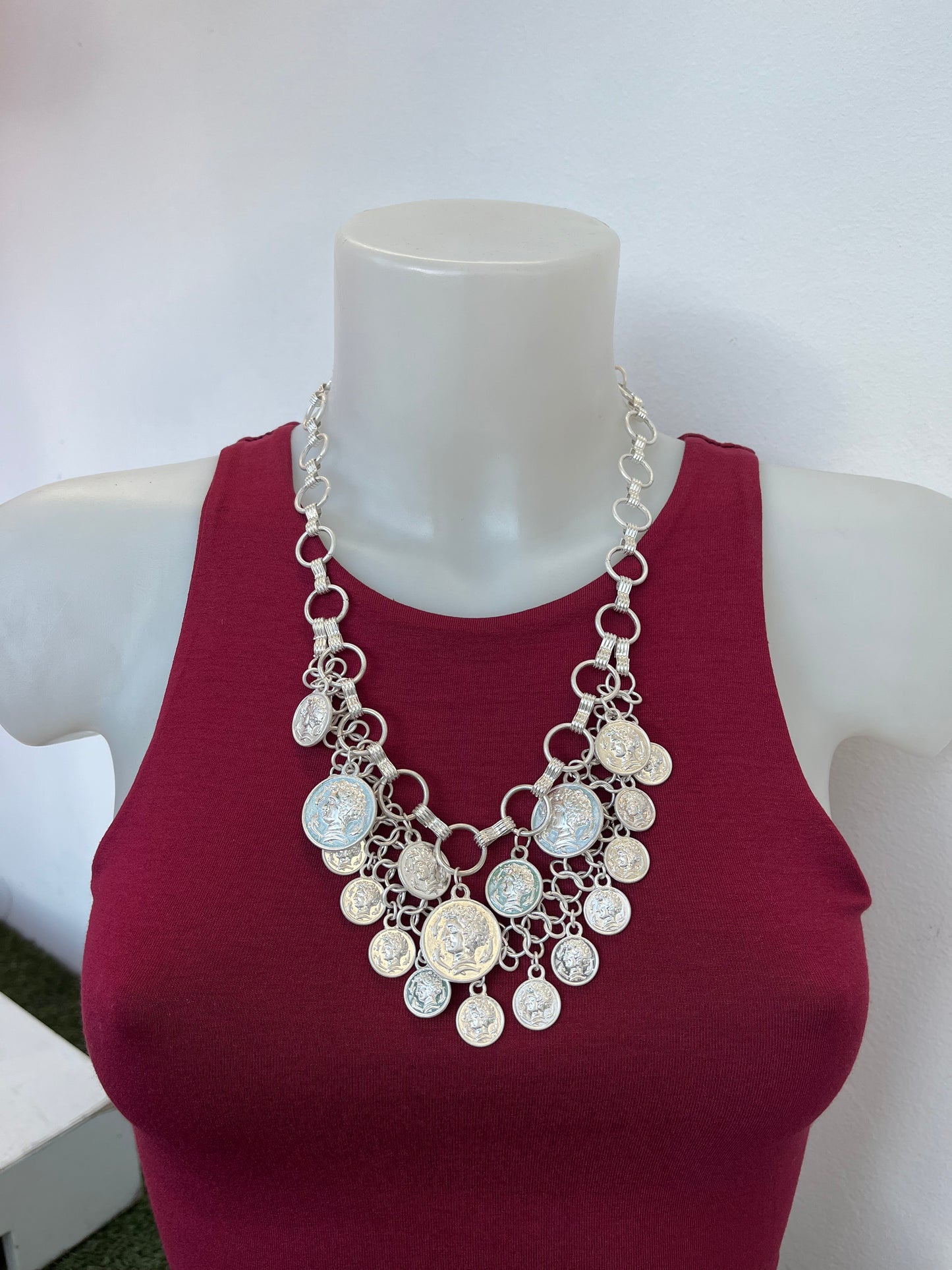 Collana pendente medaglie argento
