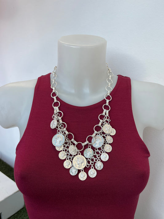 Collana pendente medaglie argento
