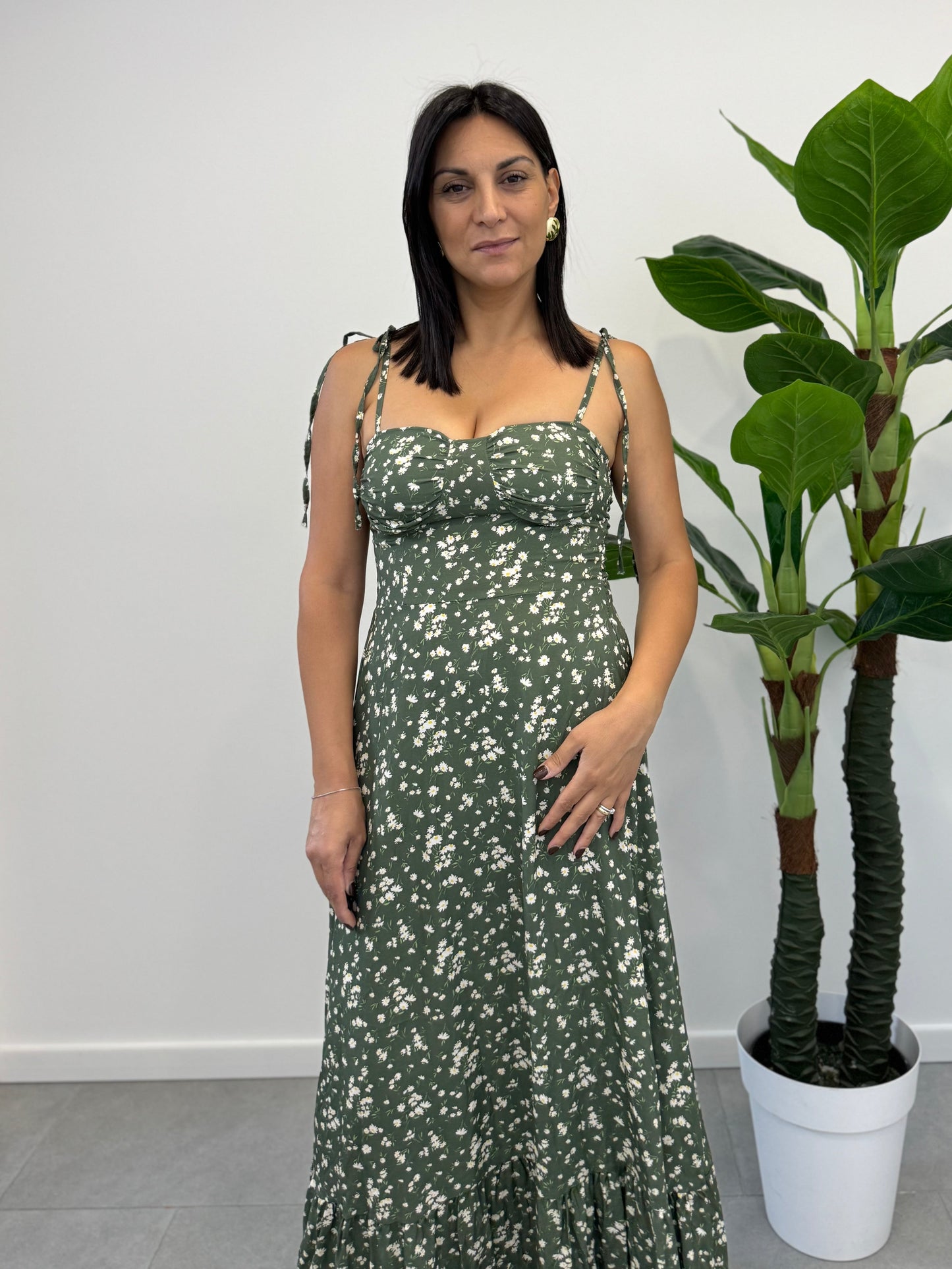 Abito floreale verde art.988902