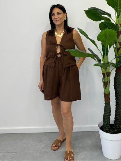Coordinato gilet marrone art.66528