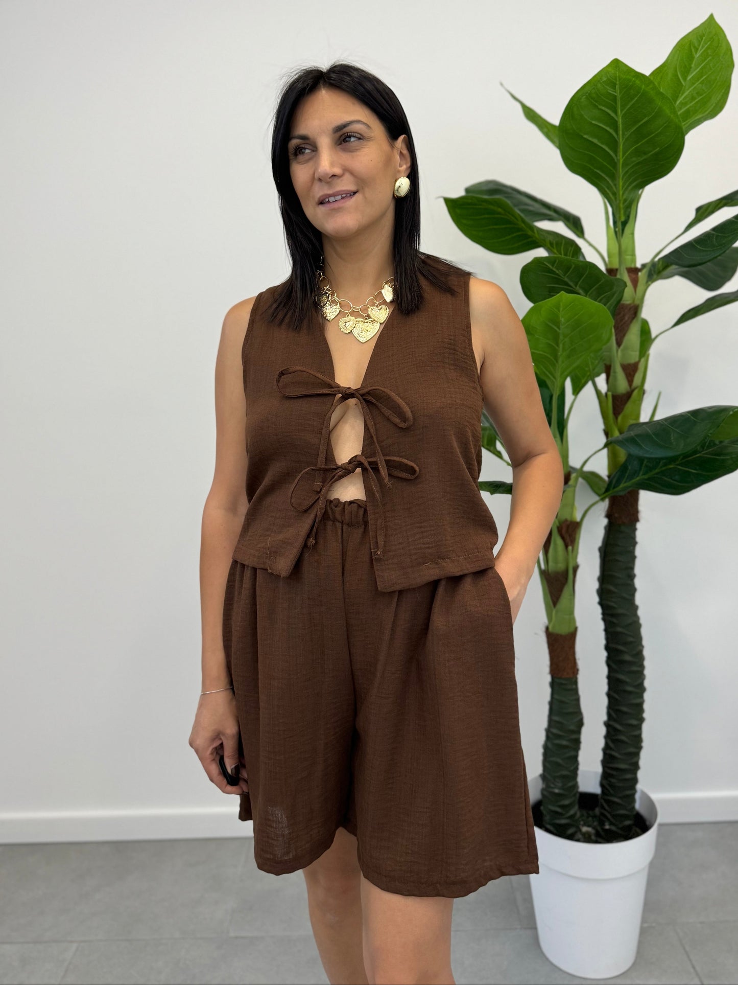 Coordinato gilet marrone art.66528