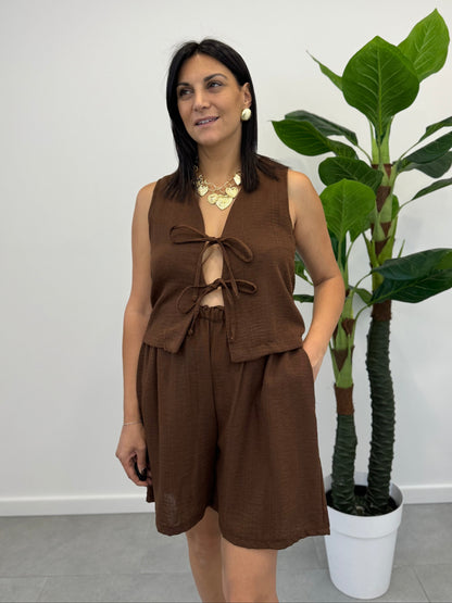 Coordinato gilet marrone art.66528