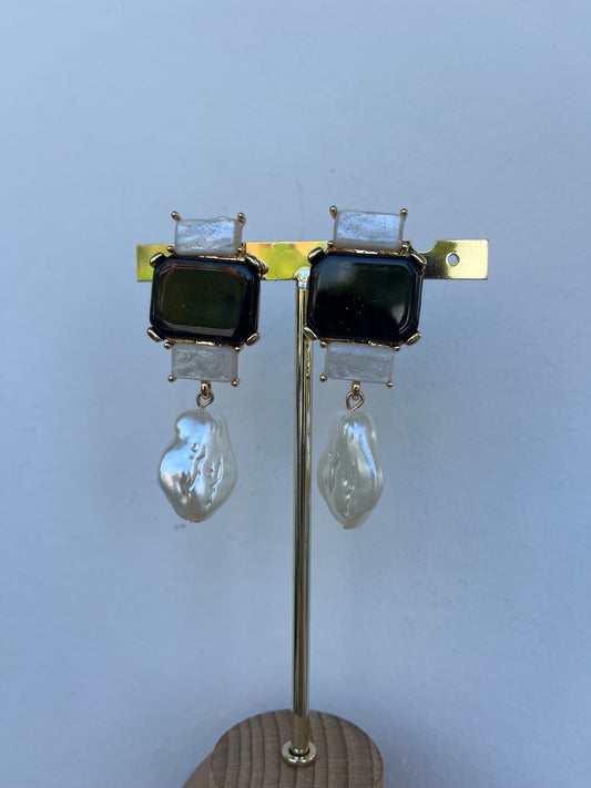 Orecchini clip con pietre nere