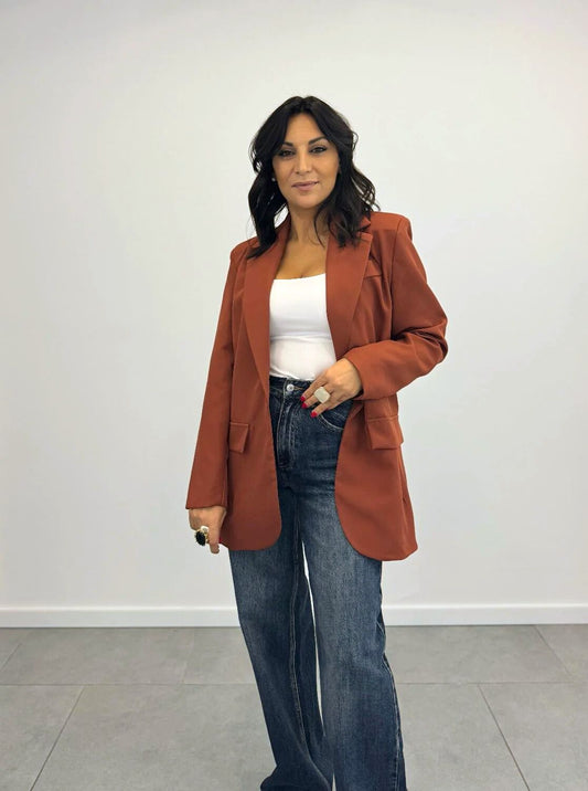 Blazer Oversize Mono Bottone MATTONE art.11035