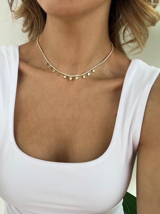 Collana Tennis Con Stelline