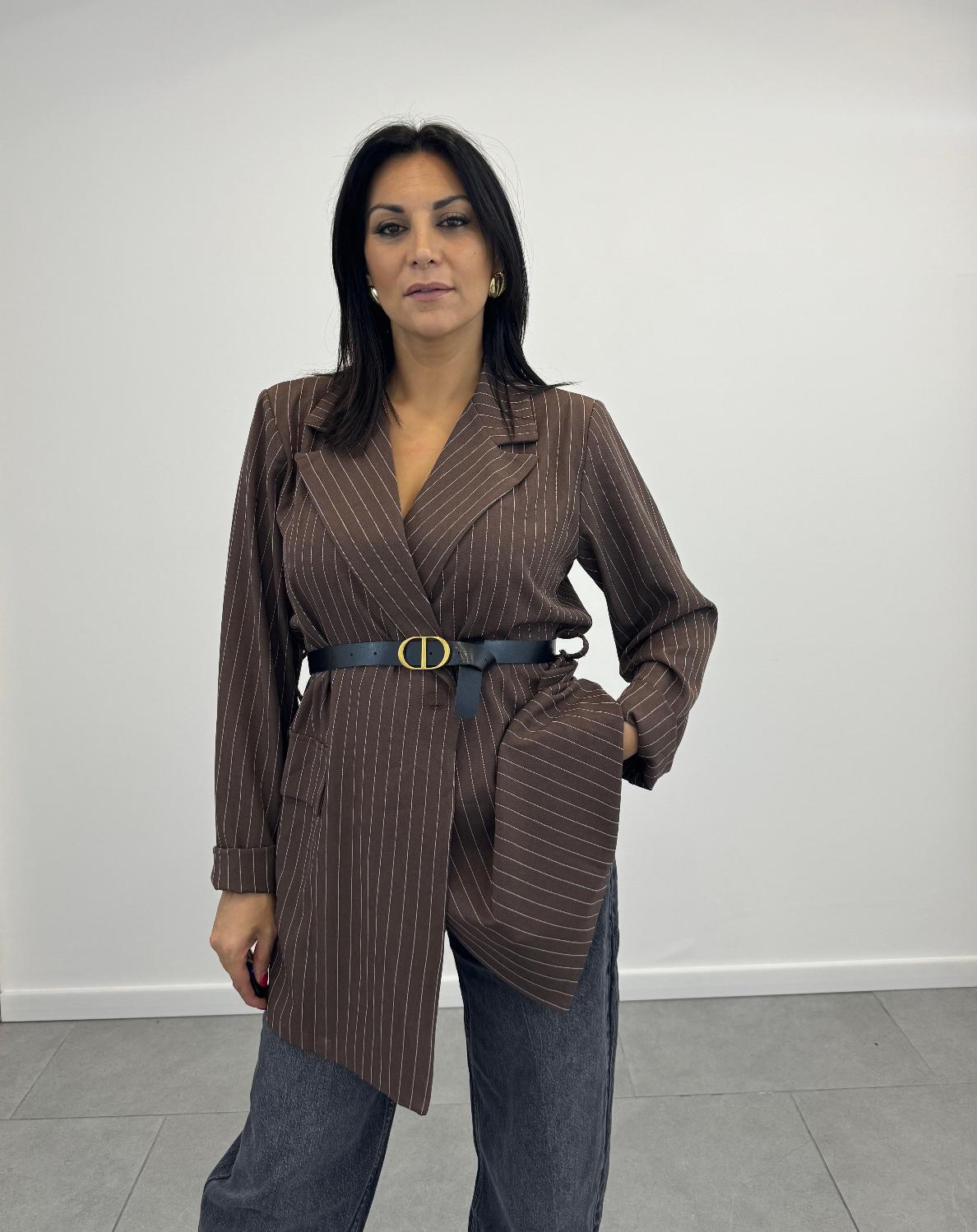 Blazer Gessato Marrone art.91759