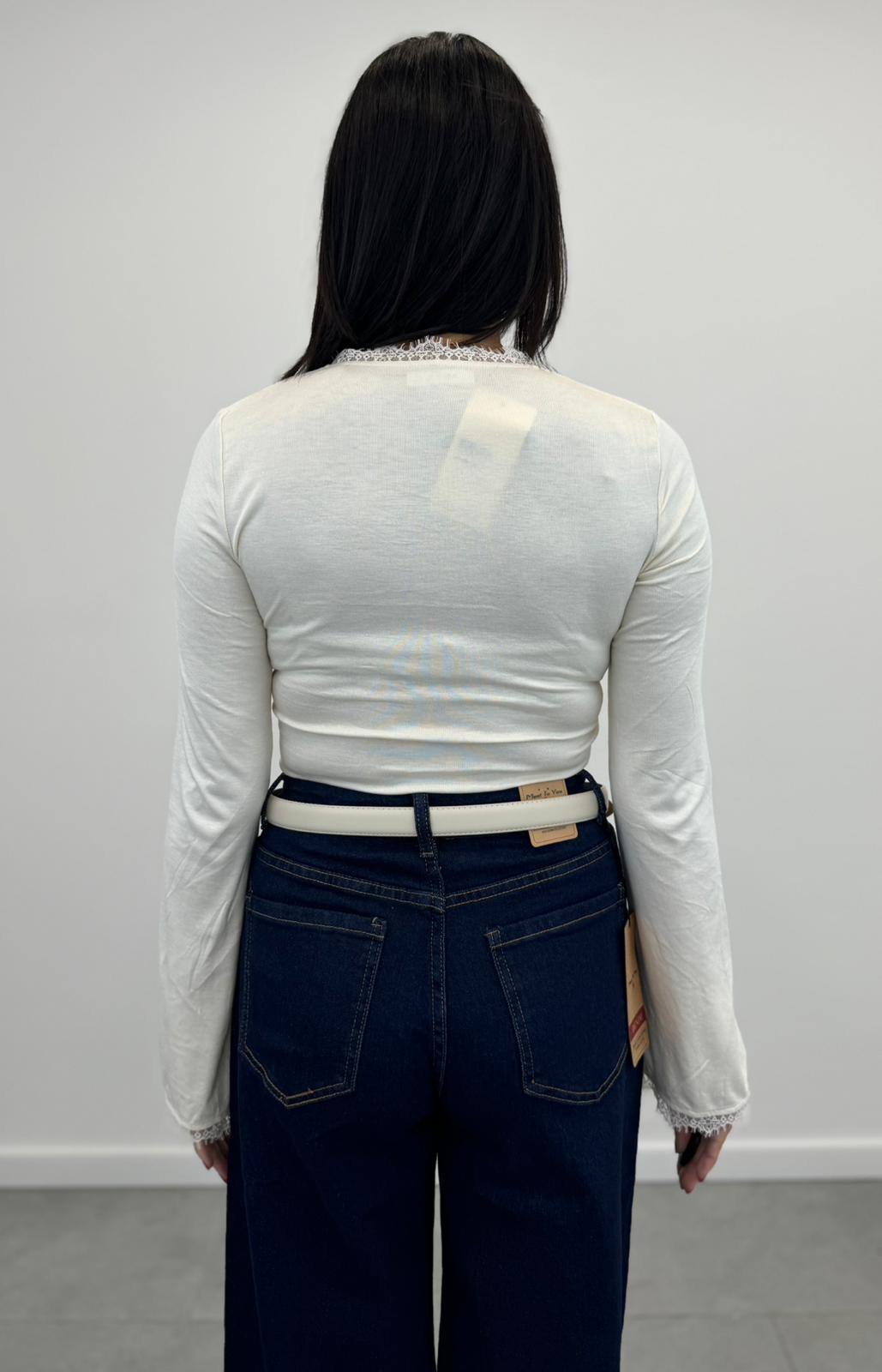 Maglia Manica a Campana e Pizzo Crema art7062