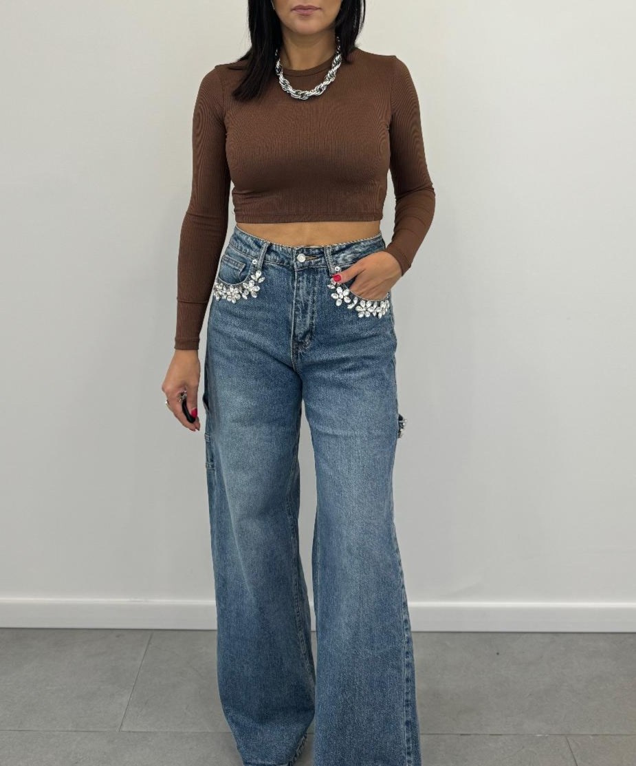 Jeans Baggy con applicazioni art.5022