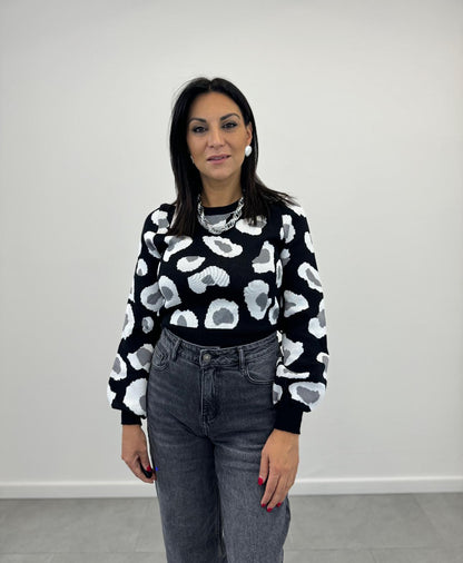 Maglia Girocollo Maculata Nera art2279