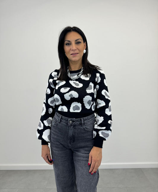 Maglia Girocollo Maculata Nera art2279