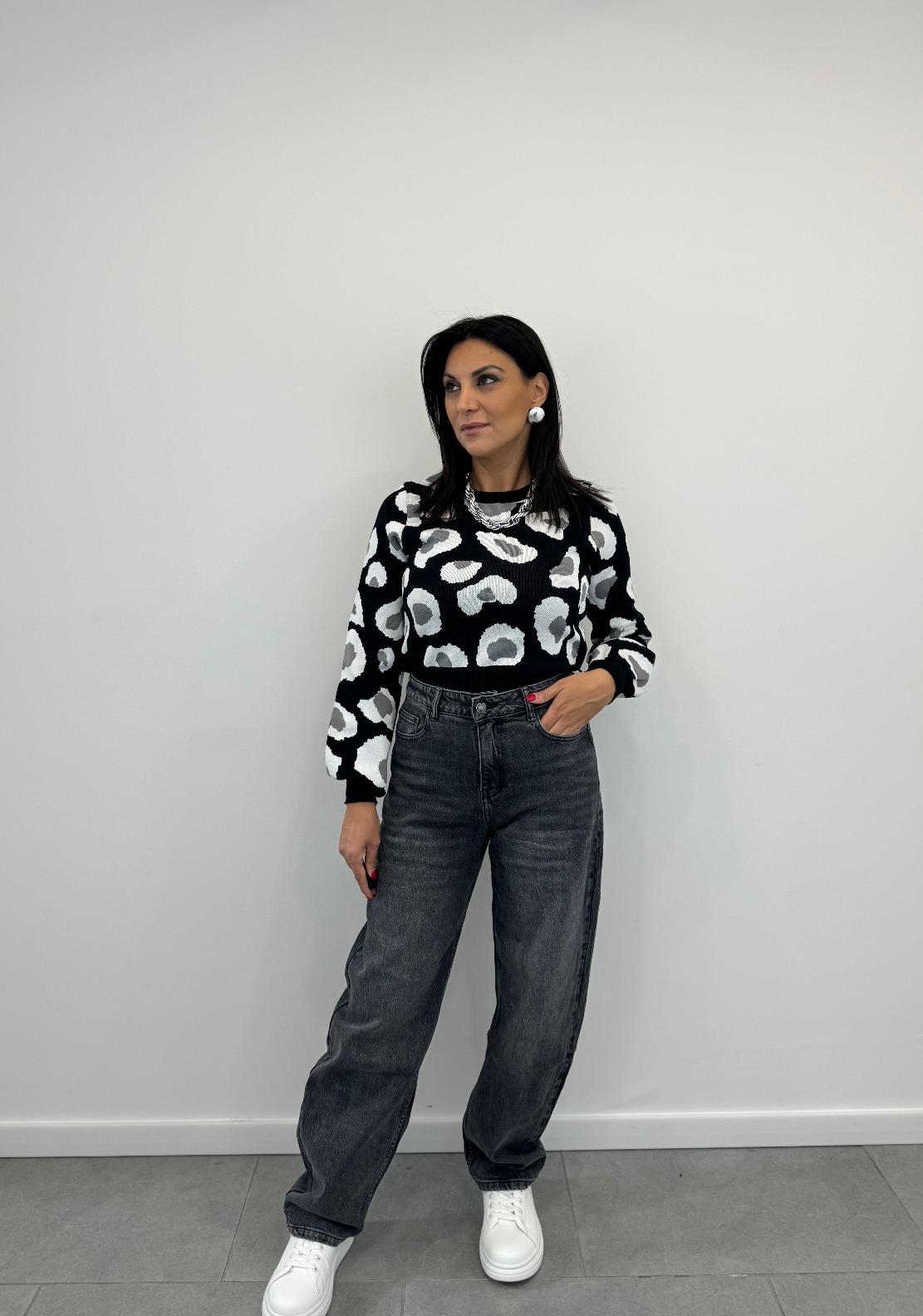 Maglia Girocollo Maculata Nera art2279