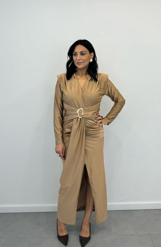 Abito Lungo DORATO con Drappeggio art.21625