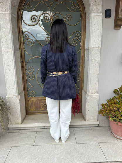 Blazer Gessato Blu Navy art.91759