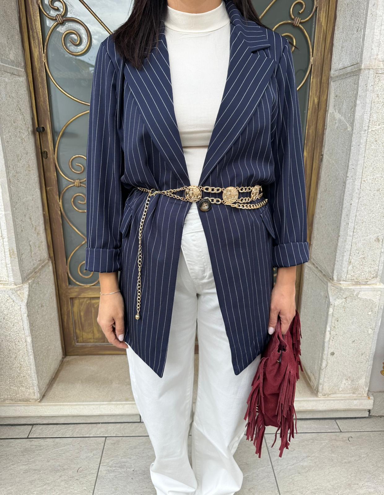 Blazer Gessato Blu Navy art.91759