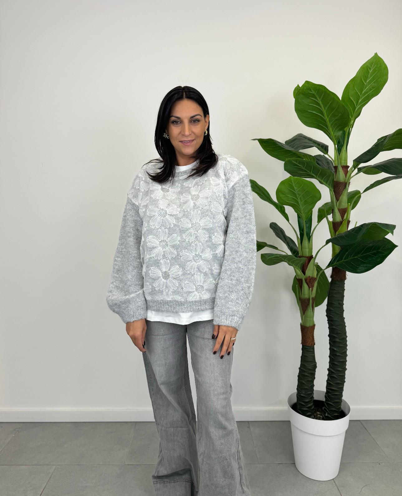 Pull Fiori Grigio art.3219