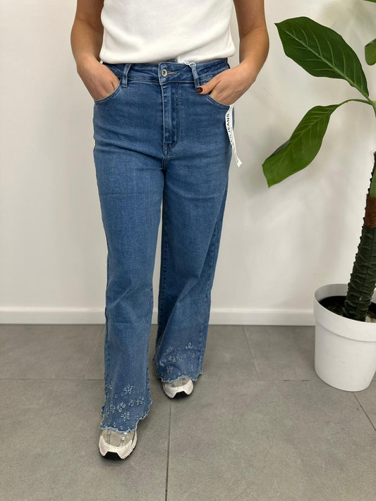 Jeans Palazzo con Ricami art. 6767-1