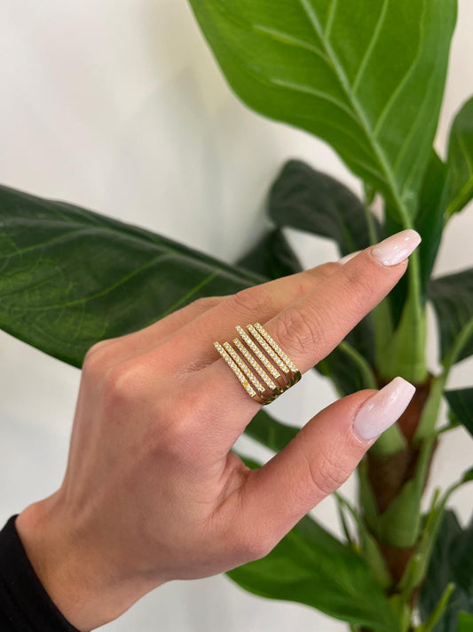 Anello Square con Strass