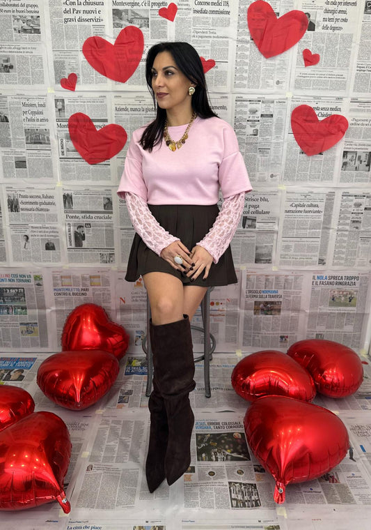 Maglia Megan con manica in pizzo art. 10660