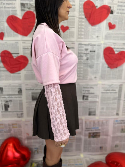 Maglia Megan con manica in pizzo art. 10660