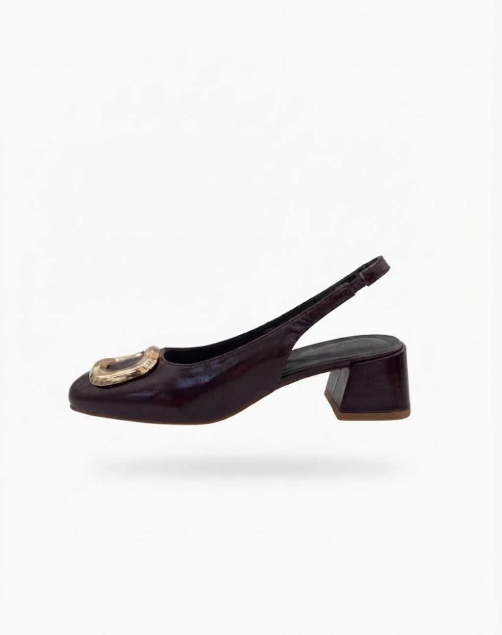 Slingback in vernice tacco largo