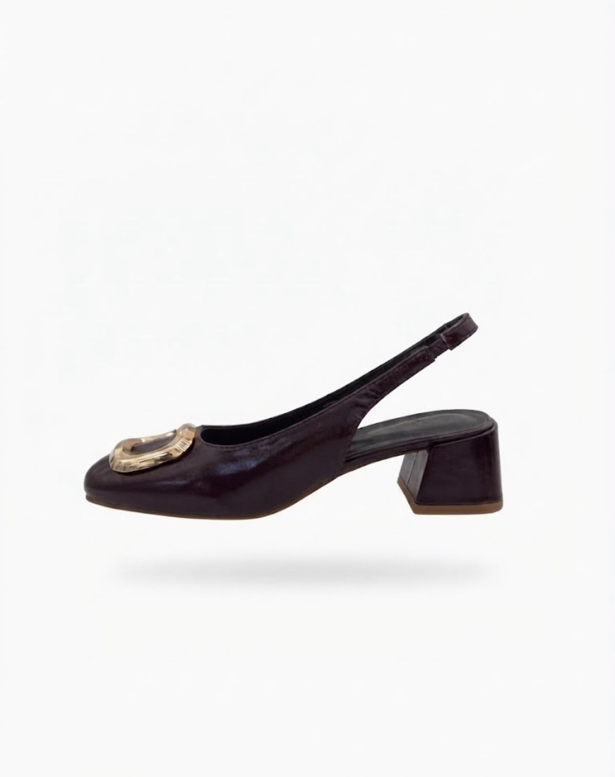 Slingback in vernice tacco largo